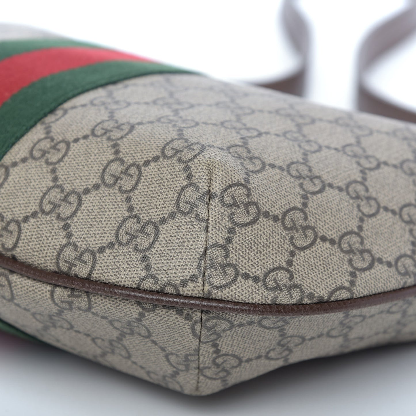 GG Supreme Monogram Web Small Ophidia Half Moon Hobo Brown