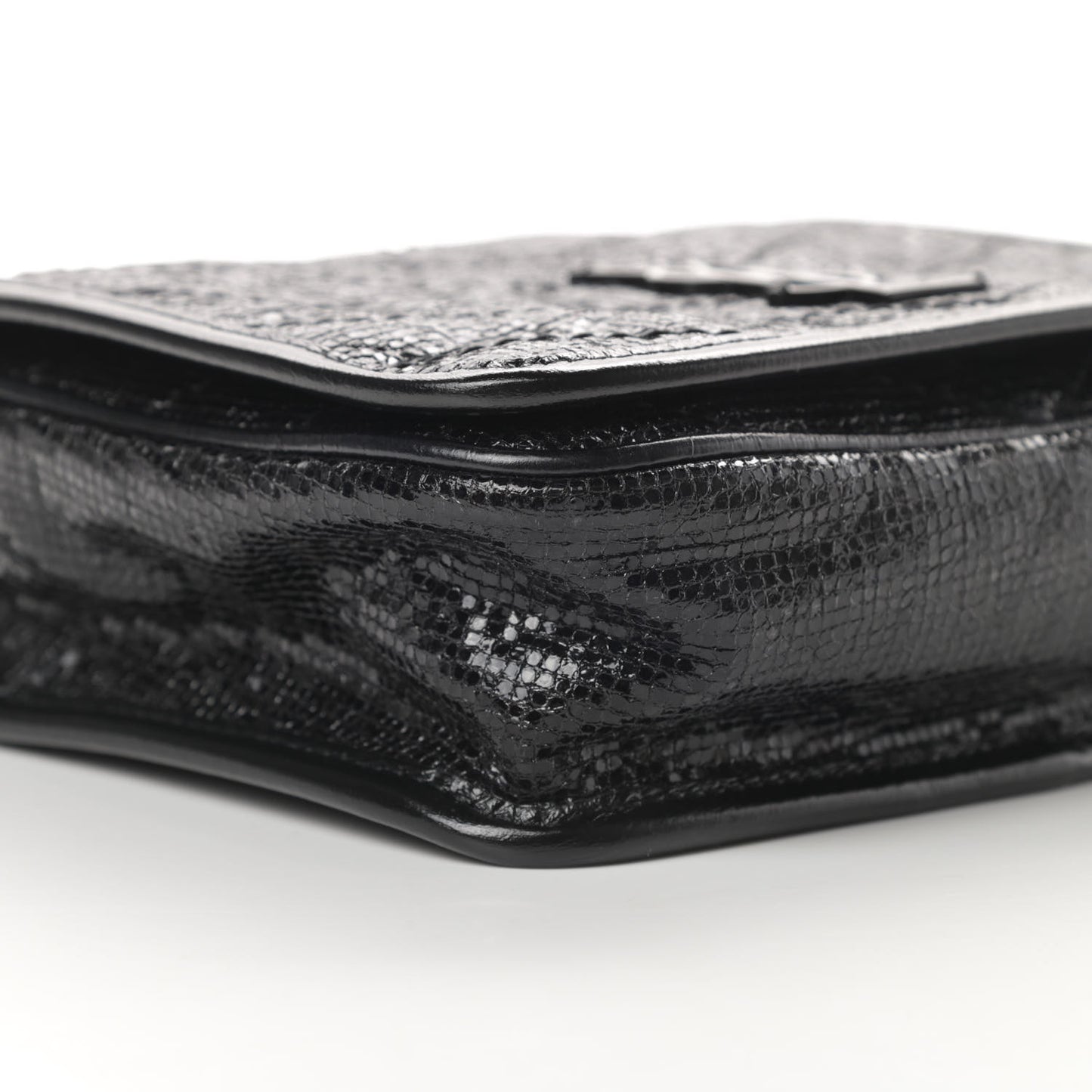 Metallic Cracked Calfskin Monogram Niki Chain Wallet Black