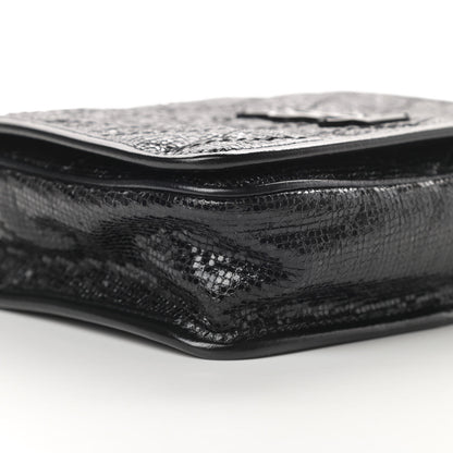 Saint Laurent Metallic Cracked Calfskin Monogram Niki Chain Wallet Black 9 of 11