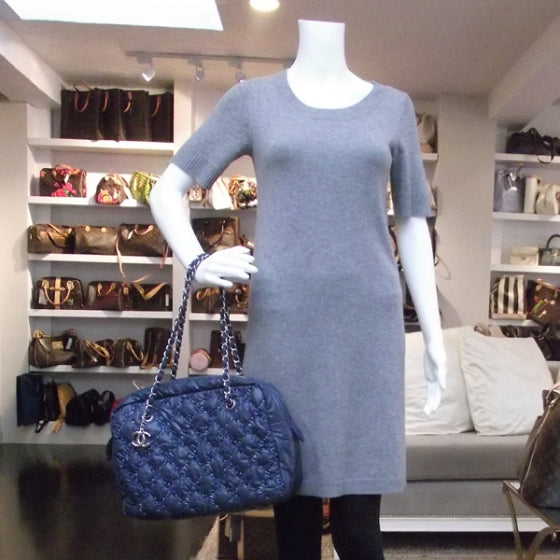 Chanel Nylon Quilted Tweed on Stitch Zip Tote Blue 2 of 13