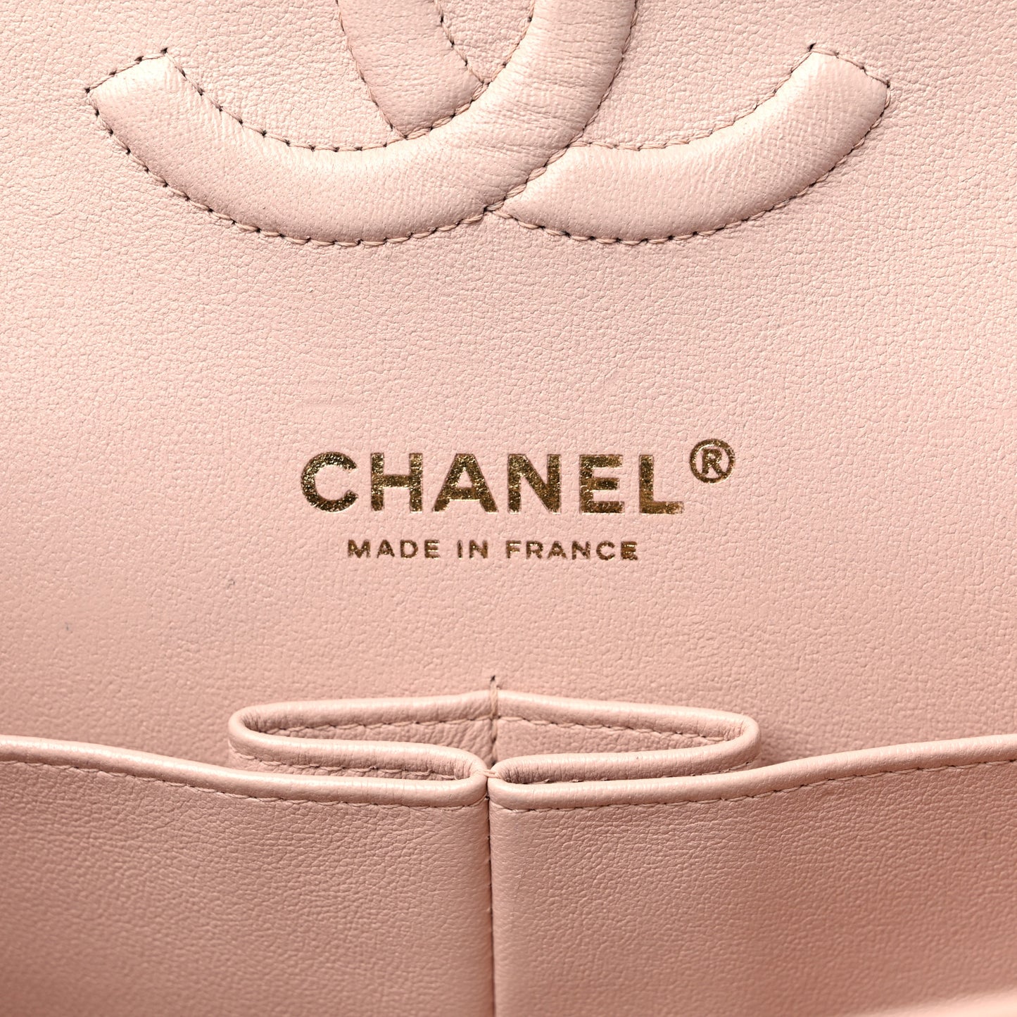 Caviar Quilted Medium Double Flap Light Beige