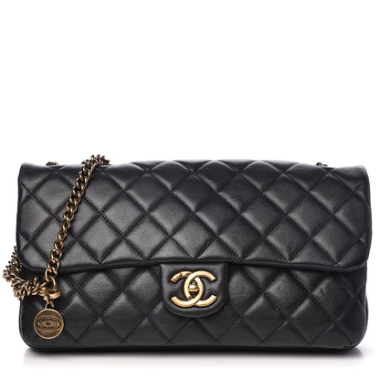 Chanel Calfskin Quilted Medium CC Crown Flap Black 1 of 12