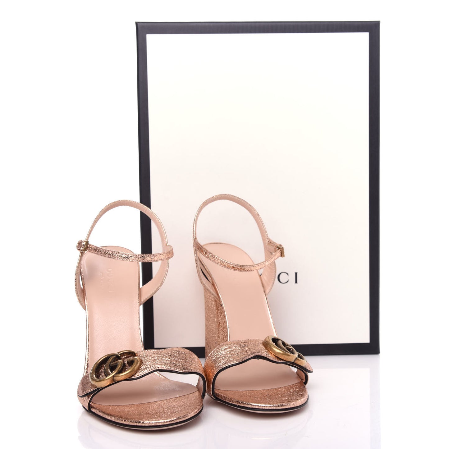 Galassia GG Marmont Ankle Wrap 105mm Sandals 36 Salmone