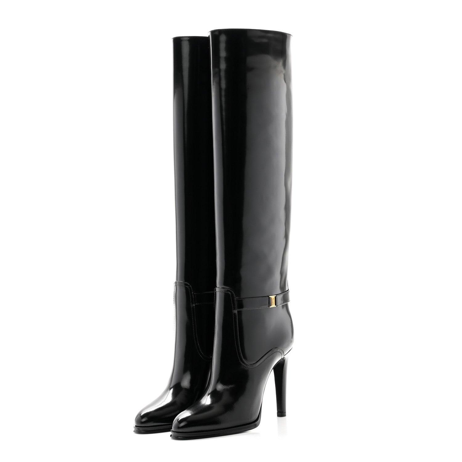Saint Laurent Patent Calfskin Diane 100 Boots 37 Black 3 of 9