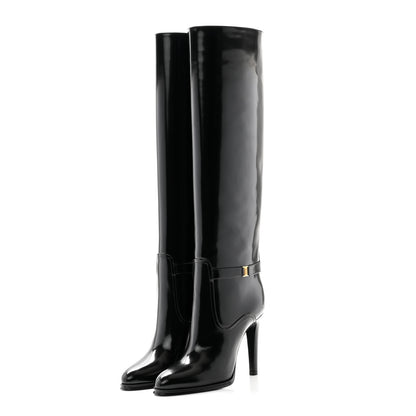 Saint Laurent Patent Calfskin Diane 100 Boots 37 Black 3 of 9