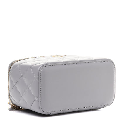 Chanel Lambskin Quilted Small Pearl Crush Vanity Case With Chain Grey 4 of 12
