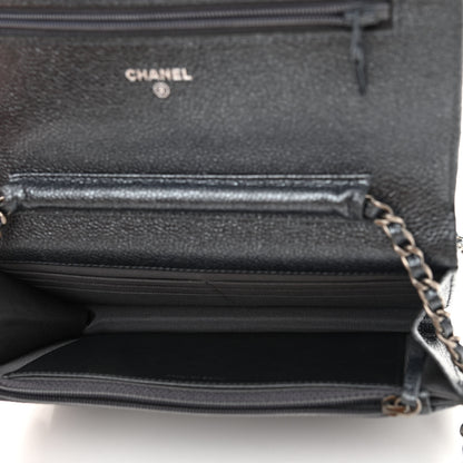Chanel Iridescent Caviar Quilted Wallet On Chain WOC Black 5 of 11
