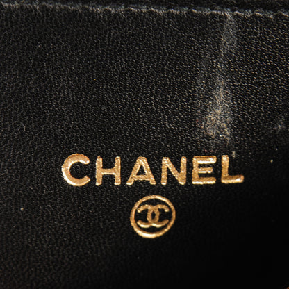 Chanel Lambskin Chocolate Bar Quilted Card Holder Wallet Black 6 of 8