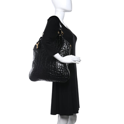 Saint Laurent Patent Crocodile Embossed Tribute Tote Black 2 of 13