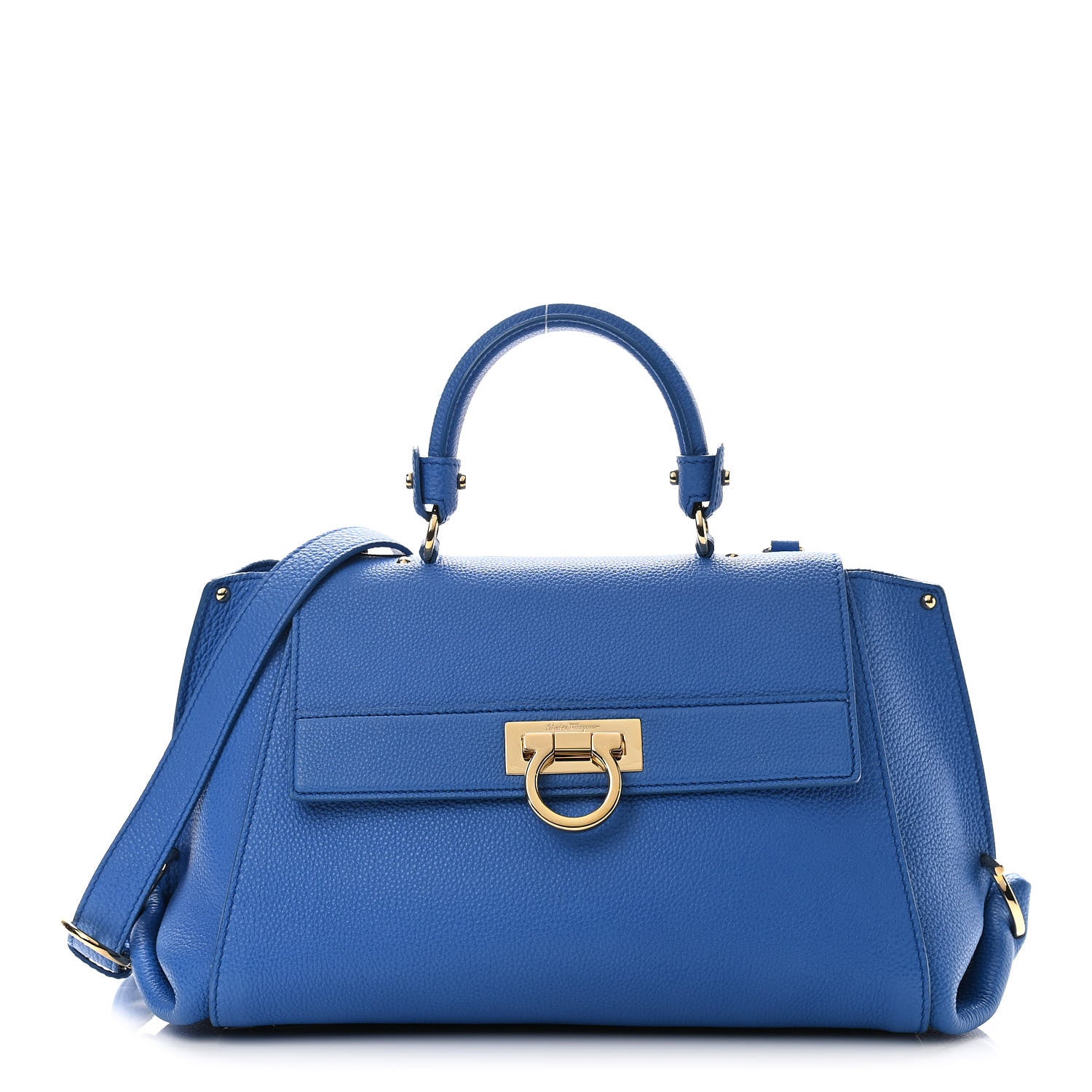 Salvatore Ferragamo Grained Calfskin Sofia Satchel Blue 1 of 8