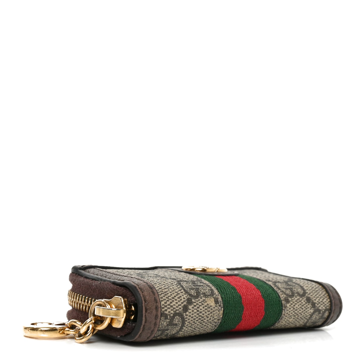 GG Supreme Monogram Web Ophidia Zip Around Key Case Beige New Acero
