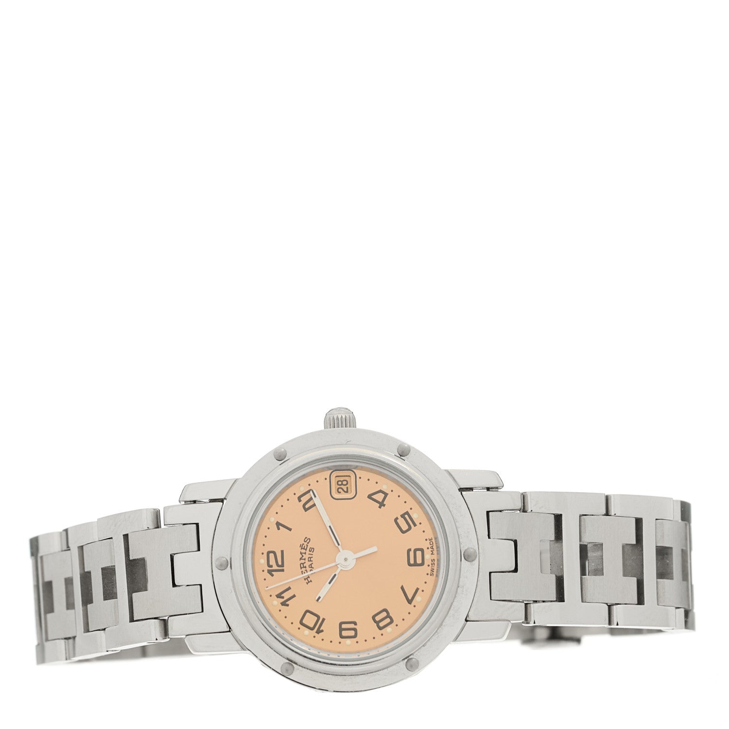 Hermes Stainless Steel 24mm Clipper Quartz Watch Pink 2 of 4