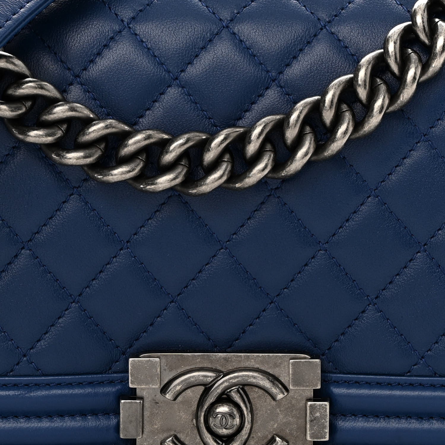 Chanel Lambskin Quilted Medium Boy Flap Blue 8 of 10