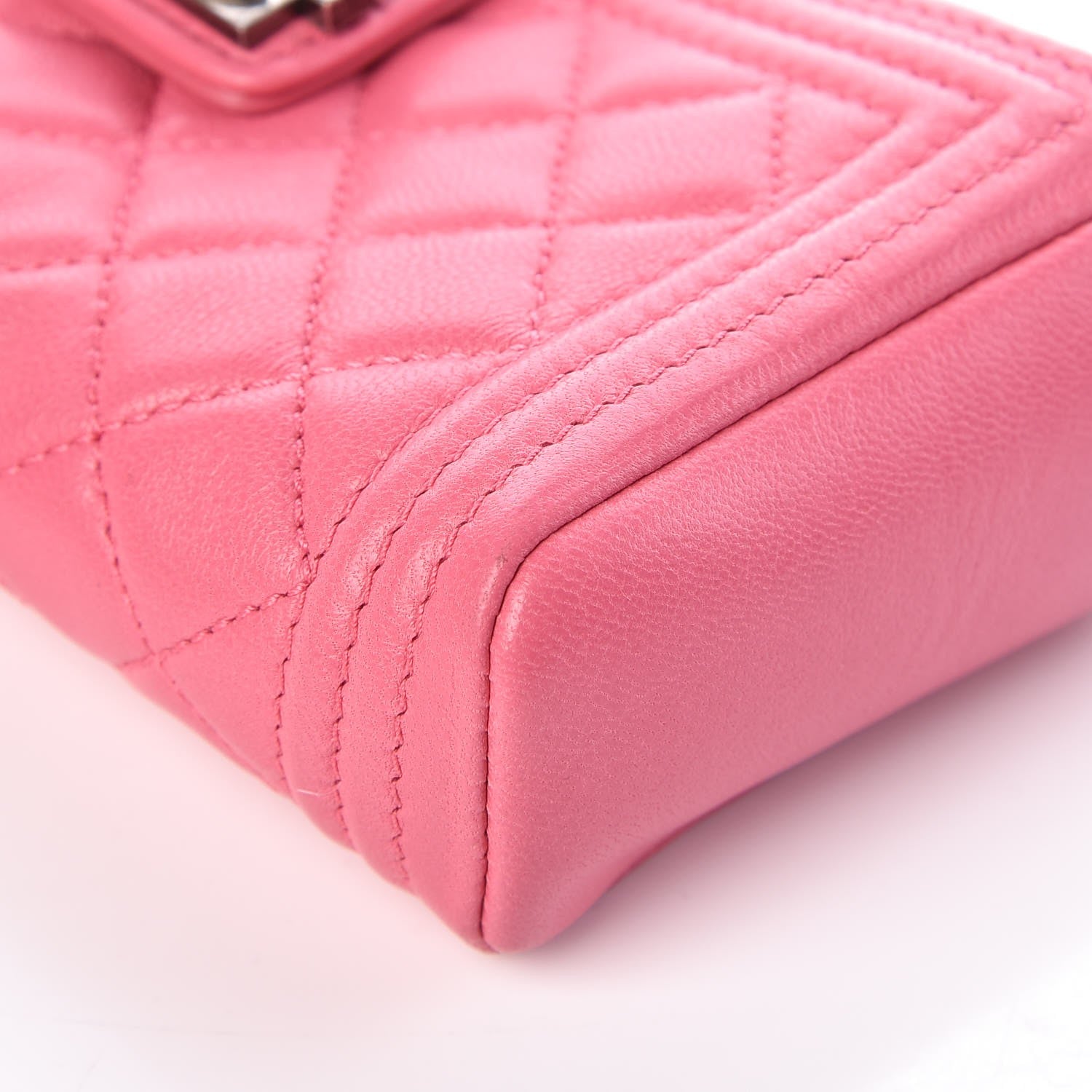 Chanel Lambskin Quilted Mini Boy Phone Holder Clutch Pink 10 of 12
