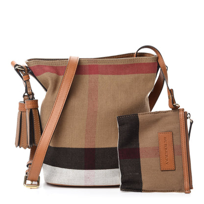 Burberry Canvas Check Mini Ashby Tassel Crossbody Saddle Brown 1 of 11