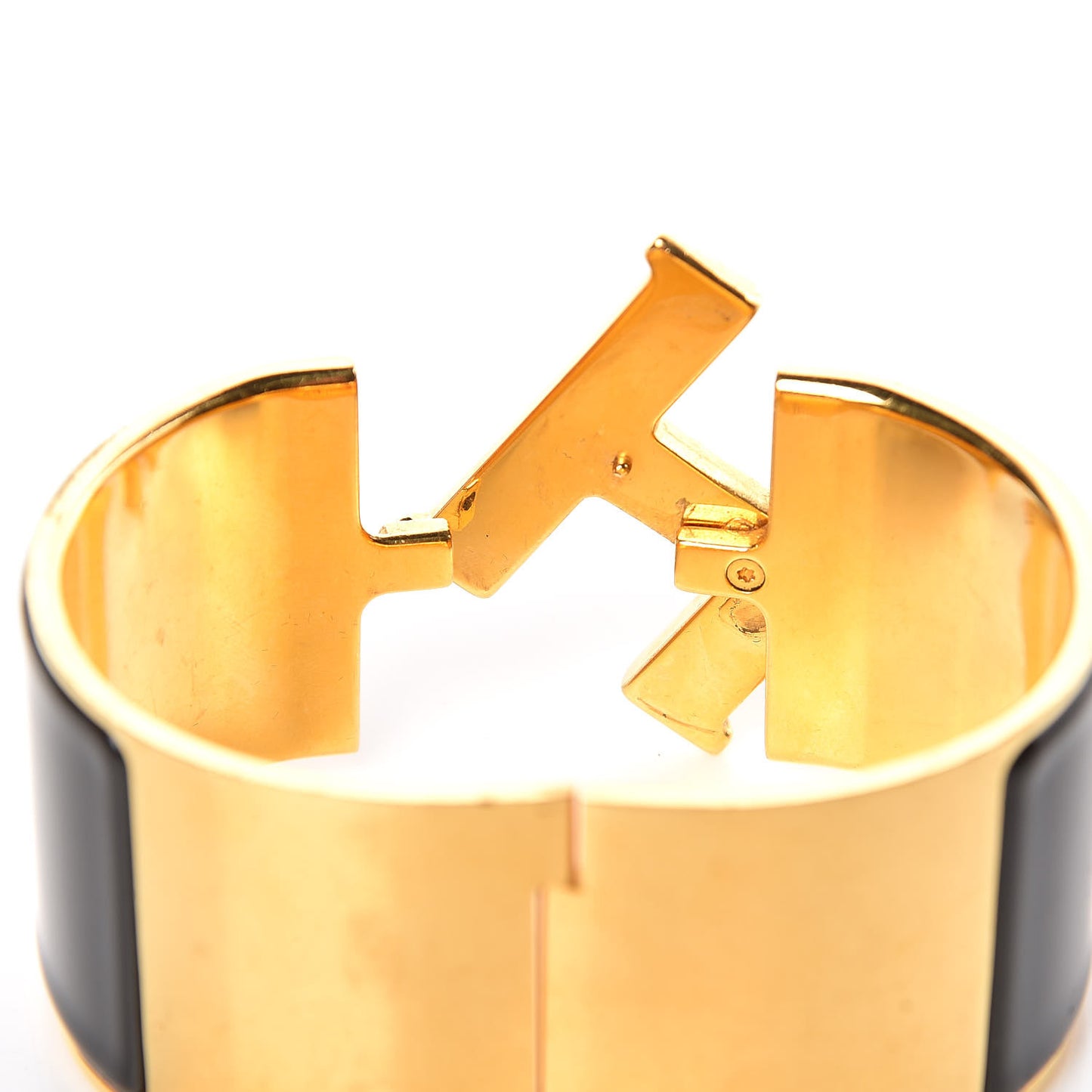 Enamel Extra Wide Clic Clac H Bracelet GM Black