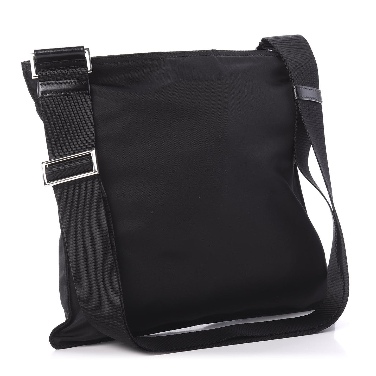 Nylon Flat Messenger Bag Black