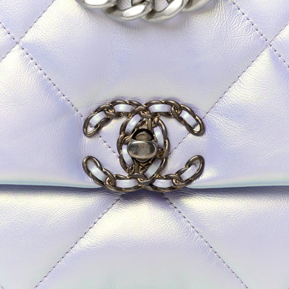 Chanel Iridescent Calfskin Quilted Medium Chanel 19 Flap Light Purple Blue 8 of 11