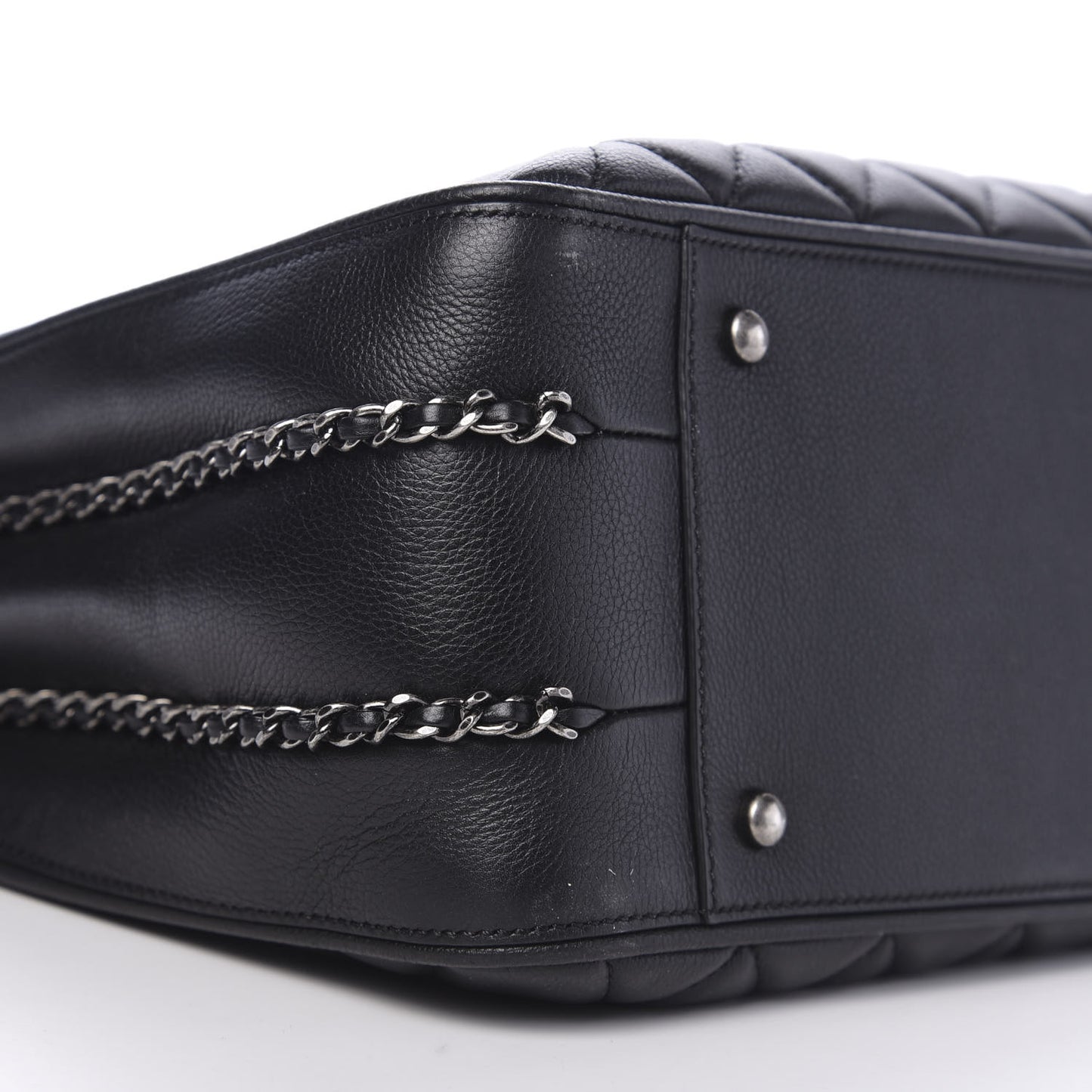 Calfskin Quilted Frame In Chain Tote Black