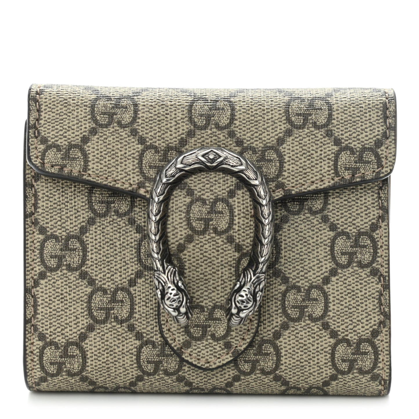GG Supreme Monogram Dionysus Card Case Wallet Beige Taupe