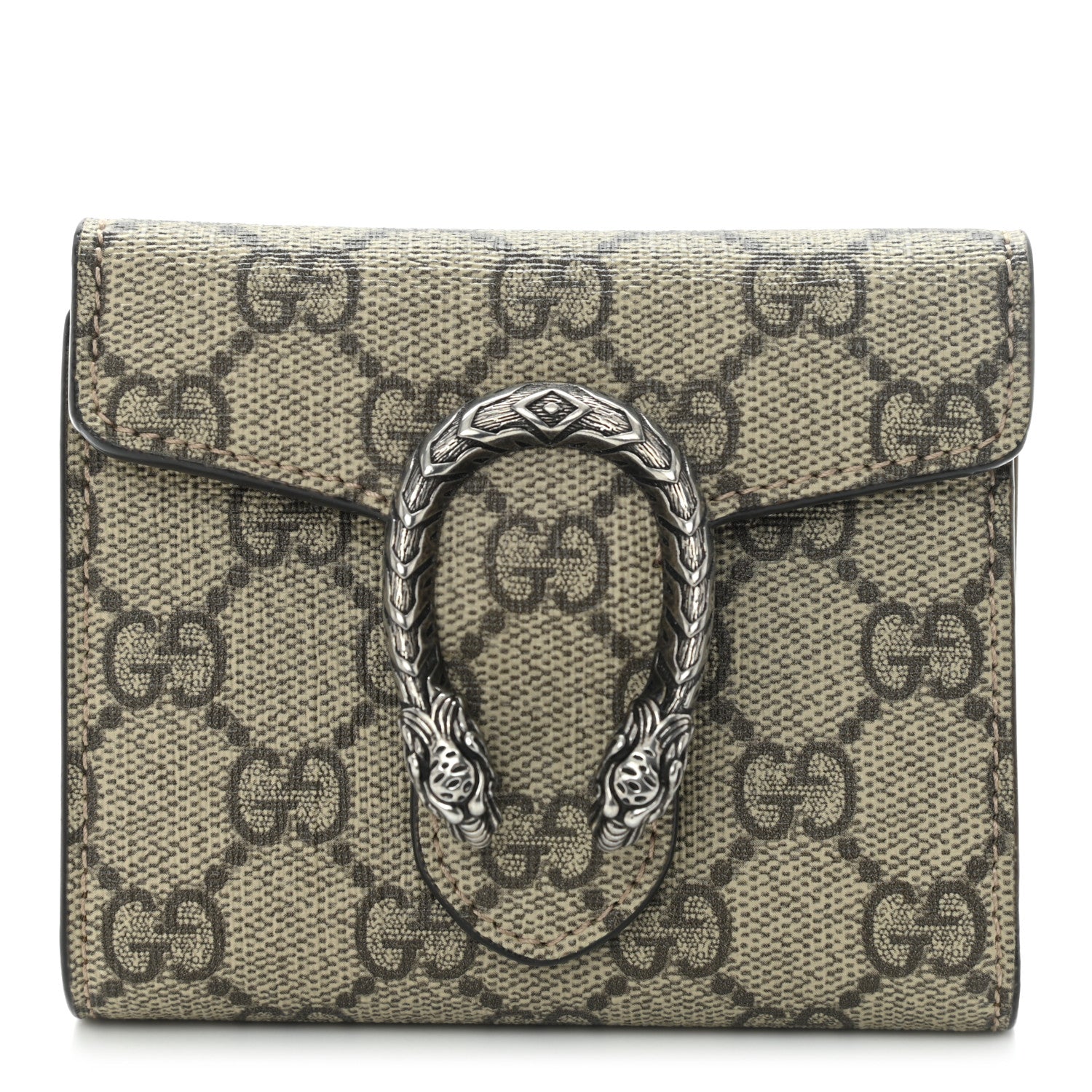 Gucci GG Supreme Monogram Dionysus Card Case Wallet Beige Taupe 1 of 10