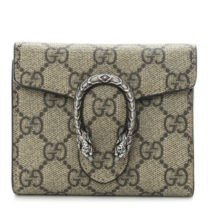 Gucci GG Supreme Monogram Dionysus Card Case Wallet Beige Taupe 1 of 10