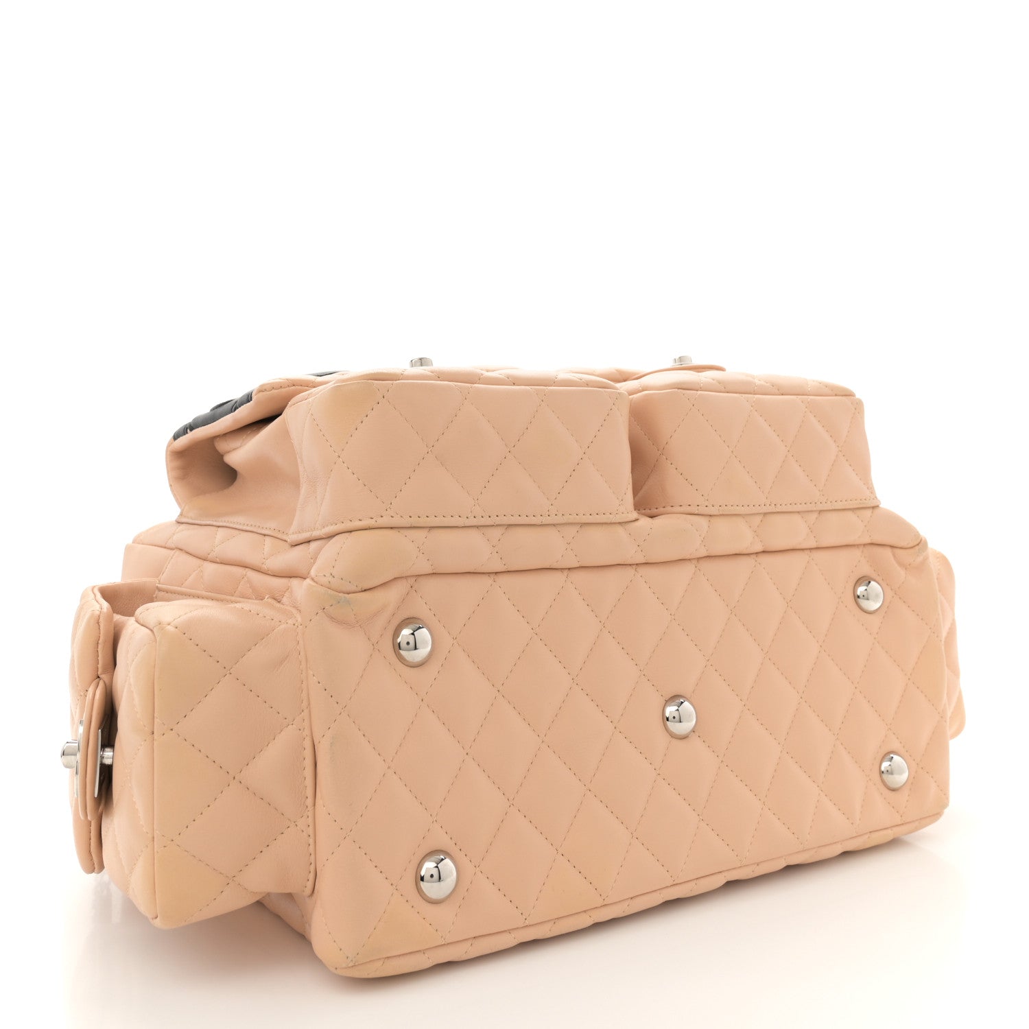 Chanel Calfskin Quilted Large Cambon Multipocket Reporter Beige Black 4 of 11