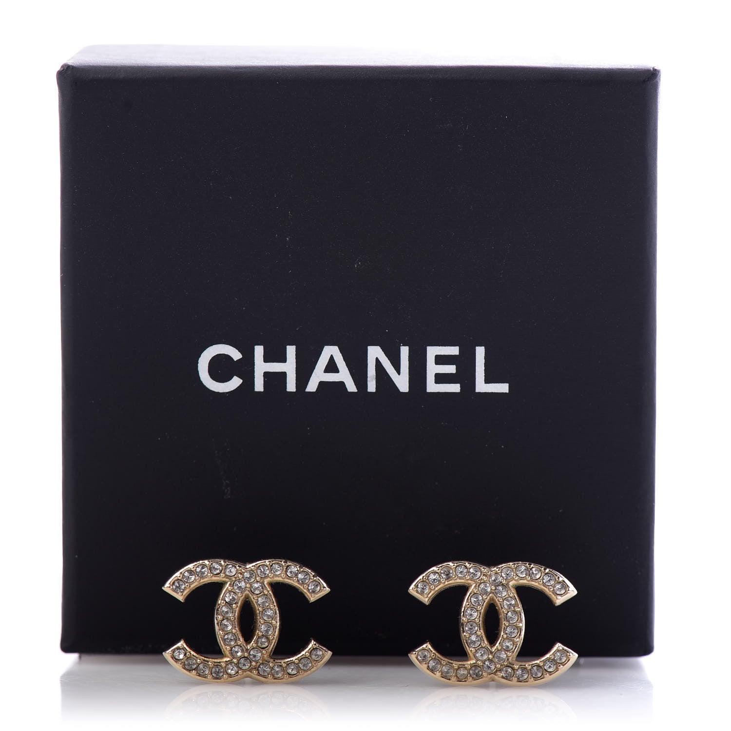 Chanel Crystal CC Earrings Gold 5 of 5