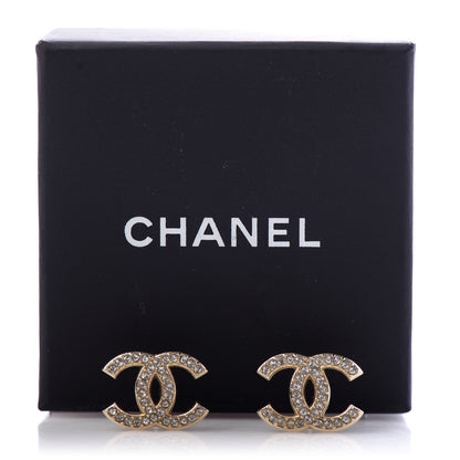 Chanel Crystal CC Earrings Gold 5 of 5