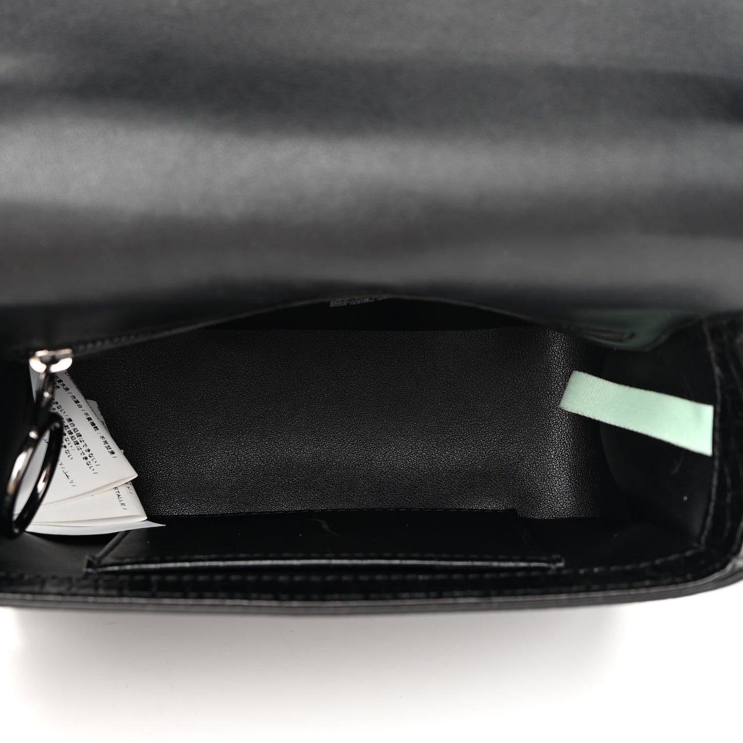 Calfskin Embossed Crocodile Binder Flap Bag Black