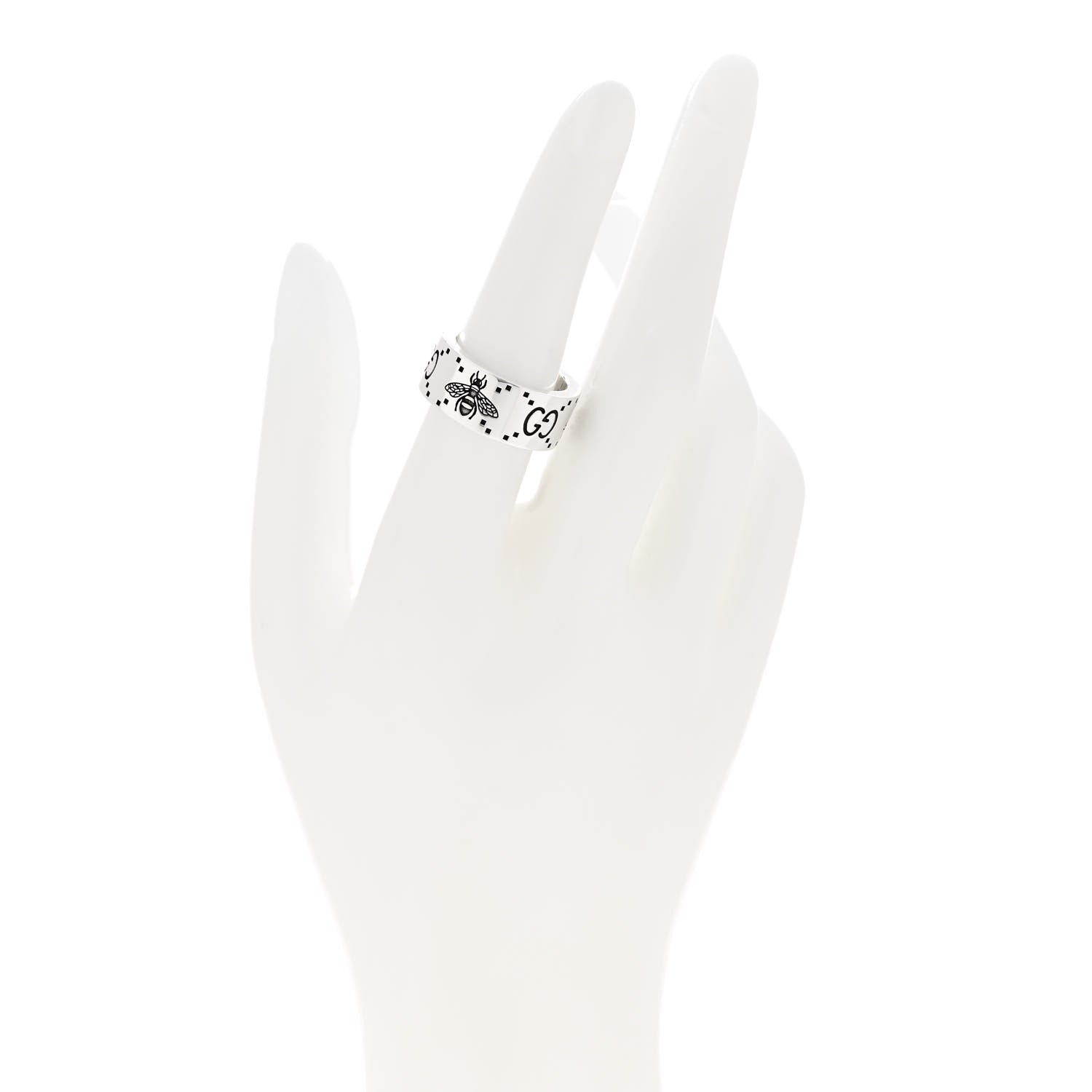 Gucci Sterling Silver GG Bee Band Ring 54 7 2 of 6
