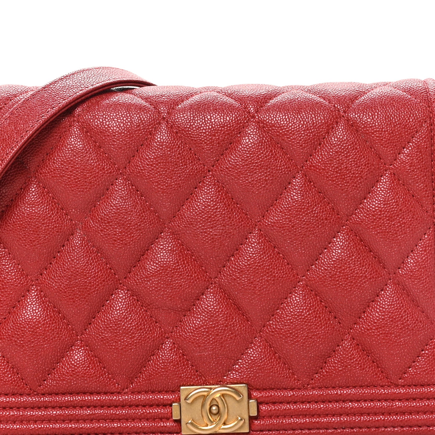 Chanel Caviar Quilted Boy Wallet On Chain WOC Red 8 of 10
