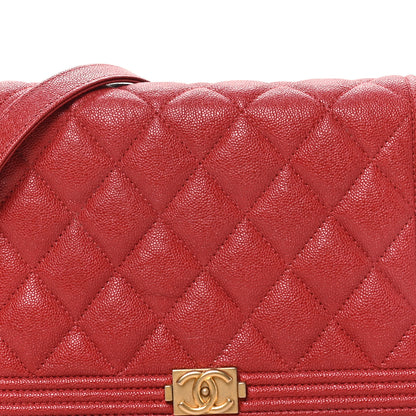 Chanel Caviar Quilted Boy Wallet On Chain WOC Red 8 of 10