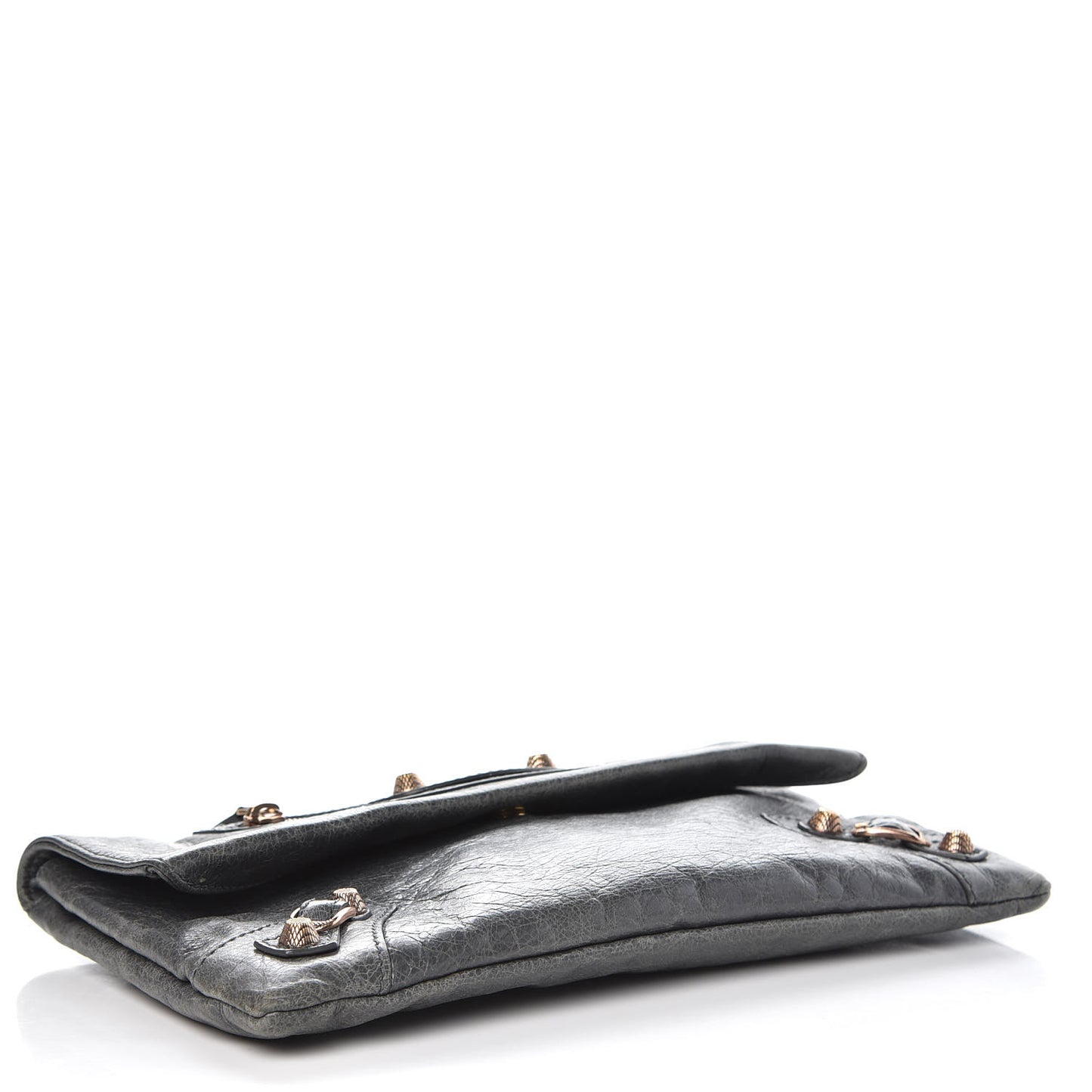 Agneau Giant 12 Rose Gold Hardware Envelope Clutch Gris Tarmac