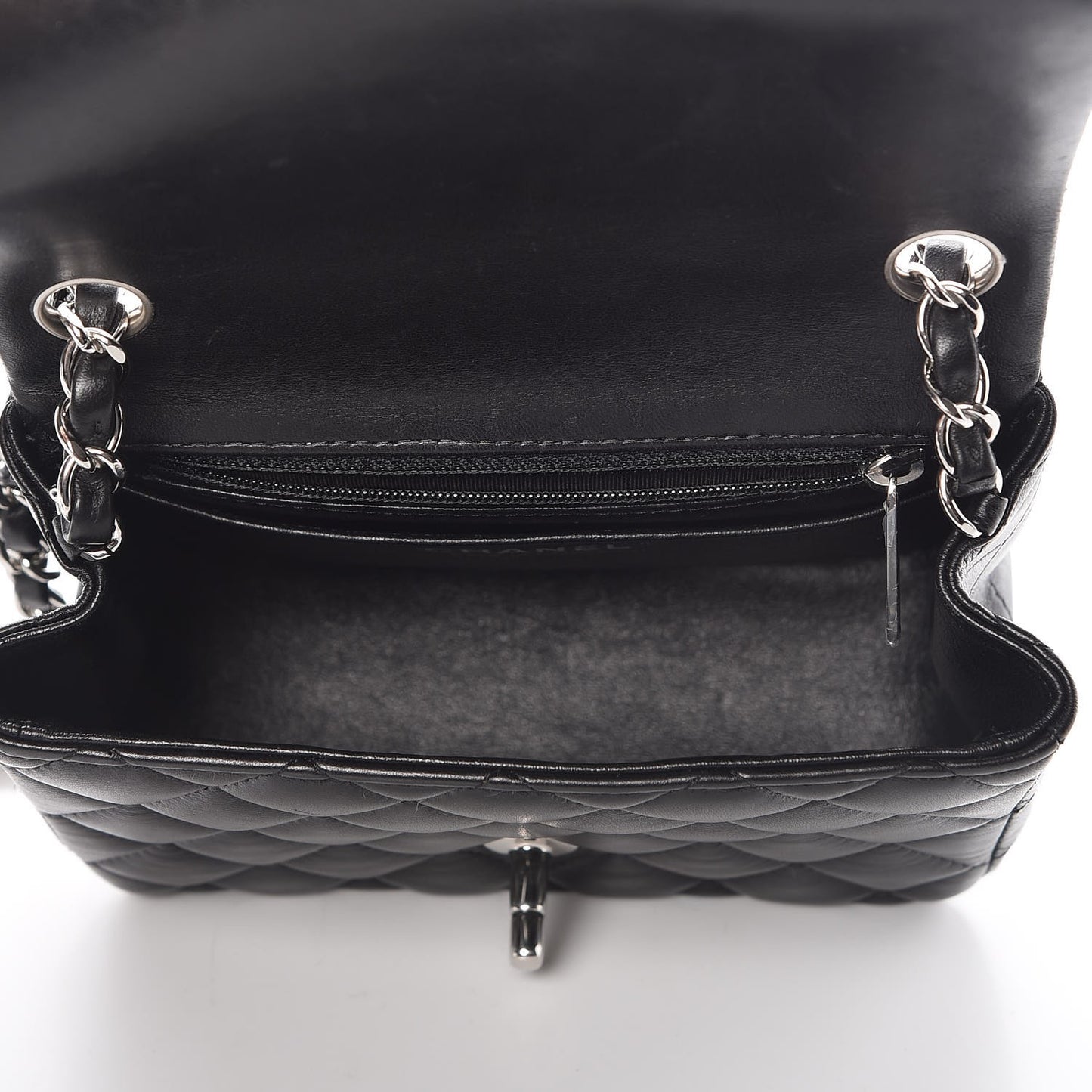 Lambskin Quilted Mini Square Flap Black