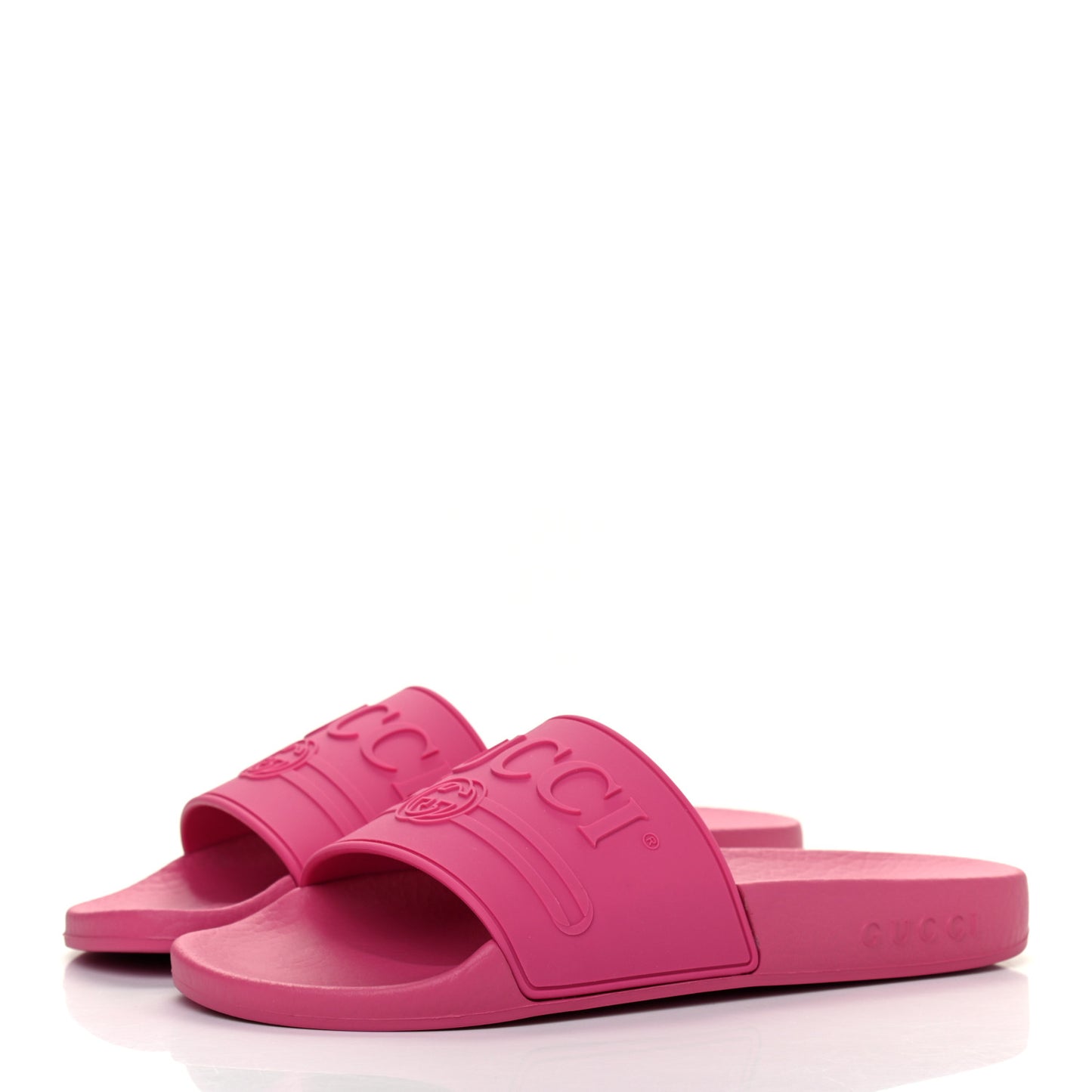 Rubber Womens Logo Slide Sandals 36 Fuchsia