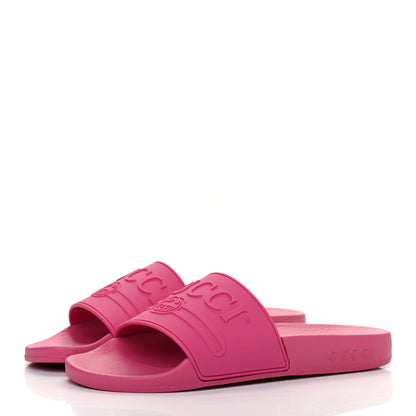 Gucci Rubber Womens Logo Slide Sandals 36 Fuchsia 3 of 8