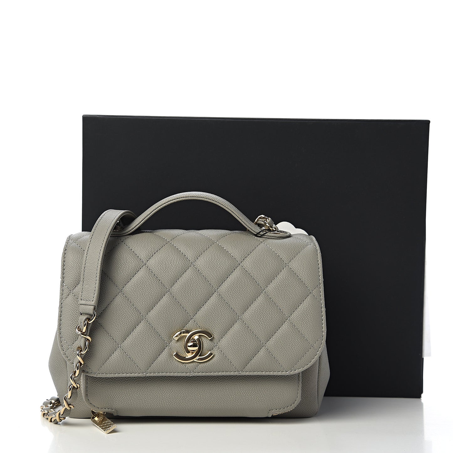 Caviar Quilted Medium Business Affinity Flap Grey