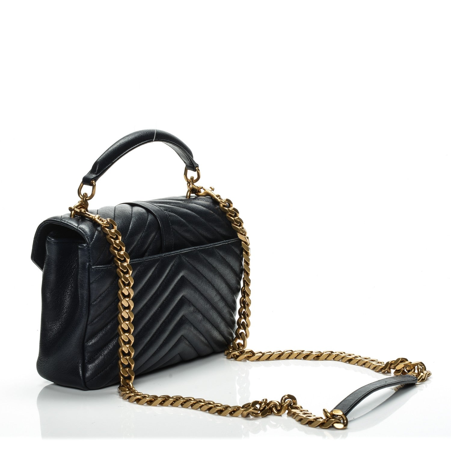 Saint Laurent Sheepskin Matelasse Medium College Monogram Bag Navy Blue 3 of 9