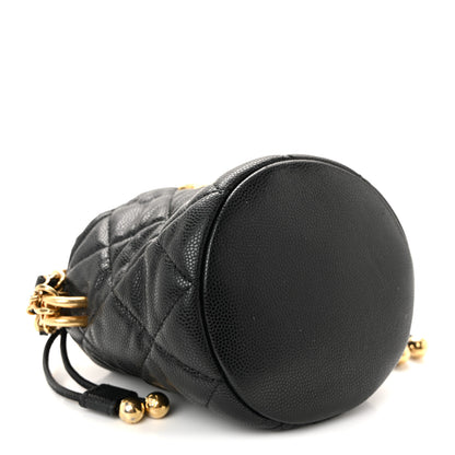 Chanel Caviar Quilted Coco First Bucket Clutch With Chain Black 4 of 10