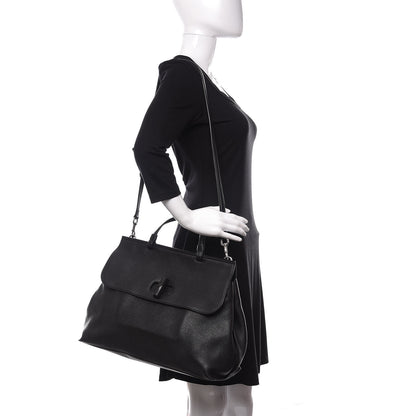 Gucci Pebbled Calfskin Large Bamboo Daily Top Handle Bag Black 2 of 10