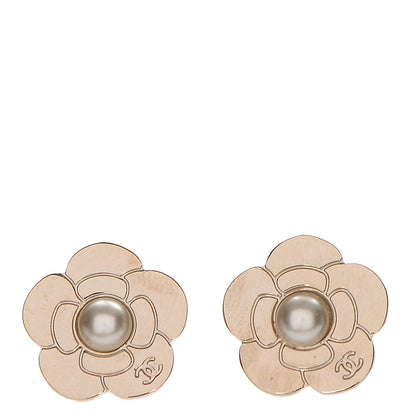Chanel Pearl CC Camellia Earrings Gold 1 of 5