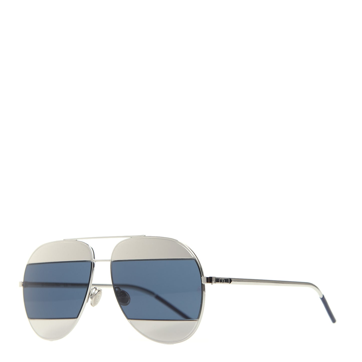 Metal Split 1 Aviator Sunglasses Silver Blue