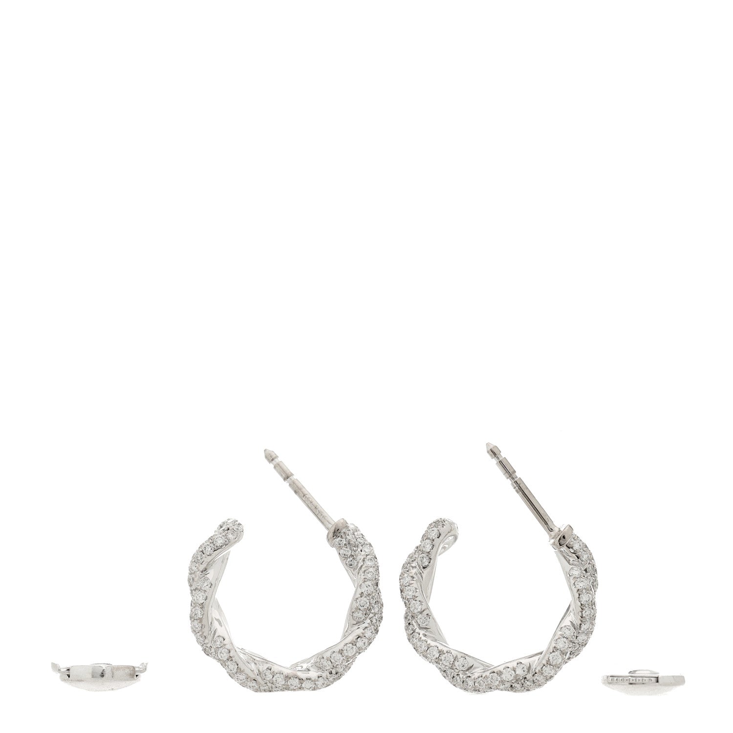 David Yurman 18K White Gold Diamond 16mm Wisteria Hoop Earrings 3 of 4