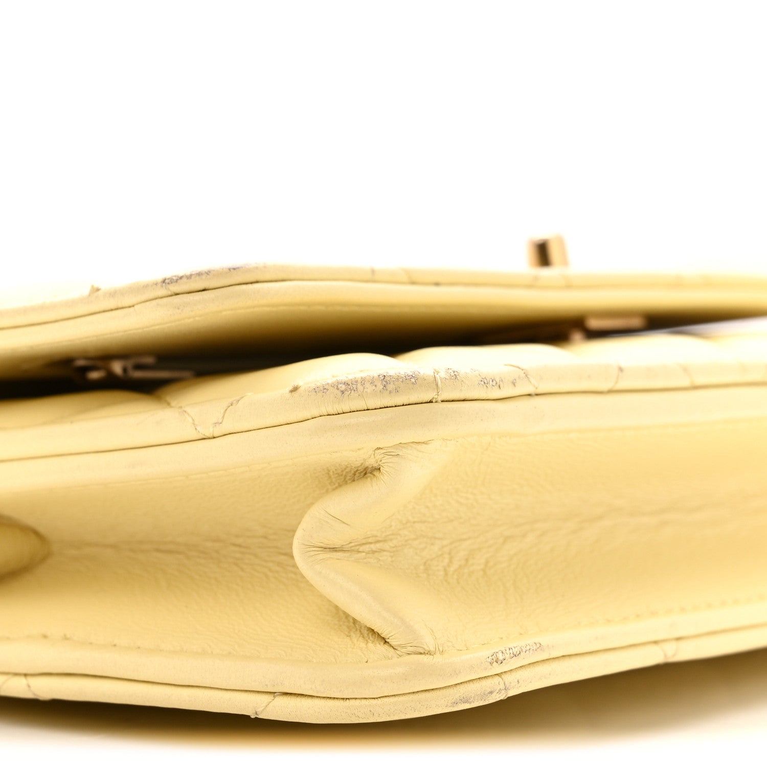 Chanel Lambskin Quilted Sweet Camellia Wallet on Chain WOC Yellow 10 of 14