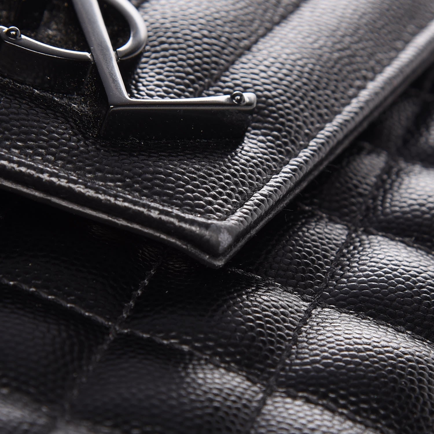 Saint Laurent Grain De Poudre Textured Mixed Matelasse Large Triquilt Monogram Satchel Black 16 of 17