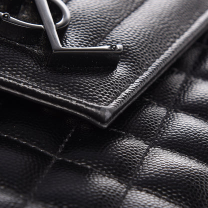 Saint Laurent Grain De Poudre Textured Mixed Matelasse Large Triquilt Monogram Satchel Black 16 of 17