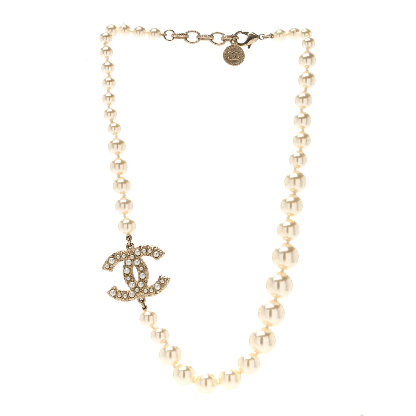 Pearl CC 100th Anniversary Necklace Light Gold