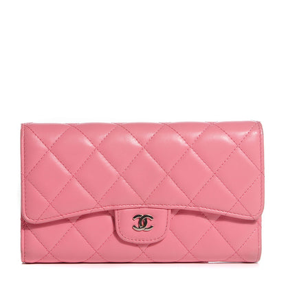 Chanel Lambskin Quilted Large Flap Wallet Pink 1 of 9