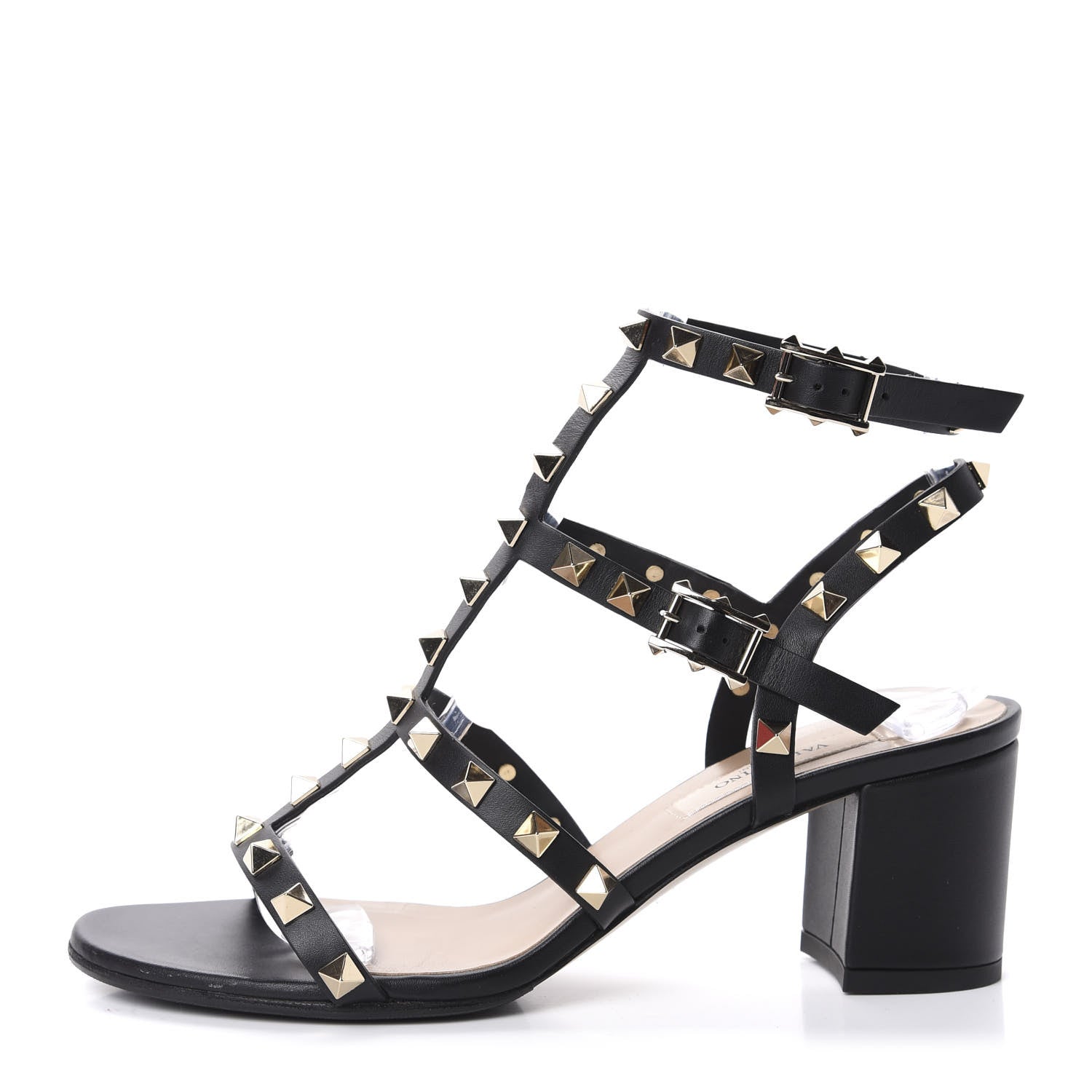 Valentino Garavani Calfskin Rockstud 60mm City Sandals 36 Black 1 of 9